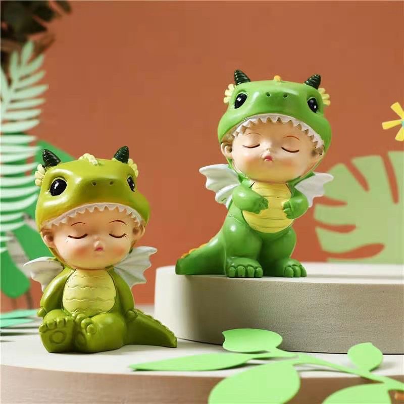 Em bé khủng long cặp 2 em xanh đậm nhạt như ảnh