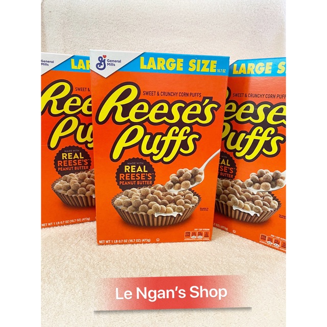 [HÀNG MỸ-XT] Bánh ăn sáng Reese Puff Crunchy vị bơ đậu phộng