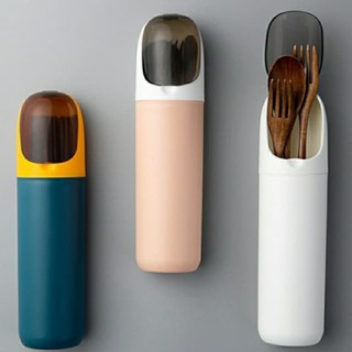 Ống Đũa Có Nắp Đậy Tiện Dụng Kiểu Dáng Hiện Đại | Hộp Đựng Đũa Thìa Nhựa Dán Tường Nhà Bếp An Toàn