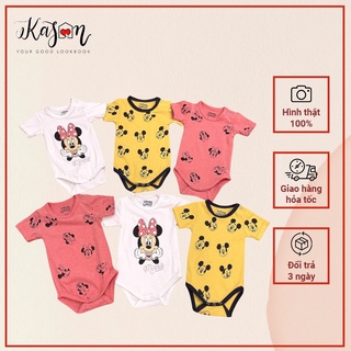Set 2 áo bodysuit tay ngắn họa tiết chuột dành cho bé từ 0-12 tháng