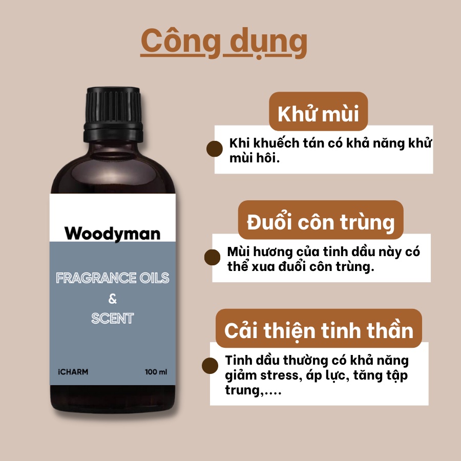 Tinh dầu nước hoa xông phòng Woodyman 50ml 100ml - iCHARM