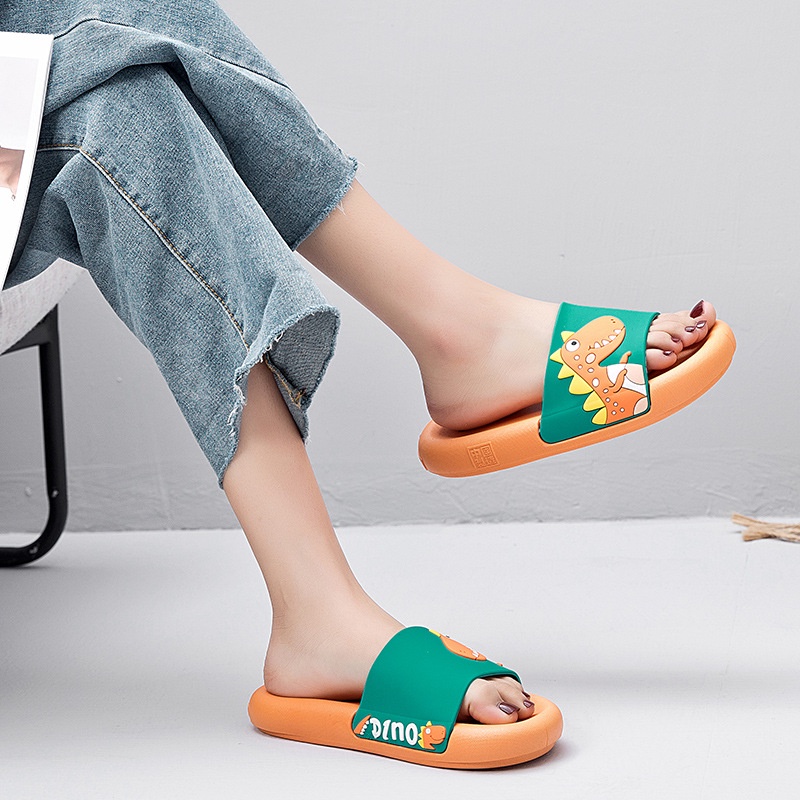 AYUER Dép AYUER đế mềm chống trượt họa tiết khủng long xinh xắn dành cho nam và nữ