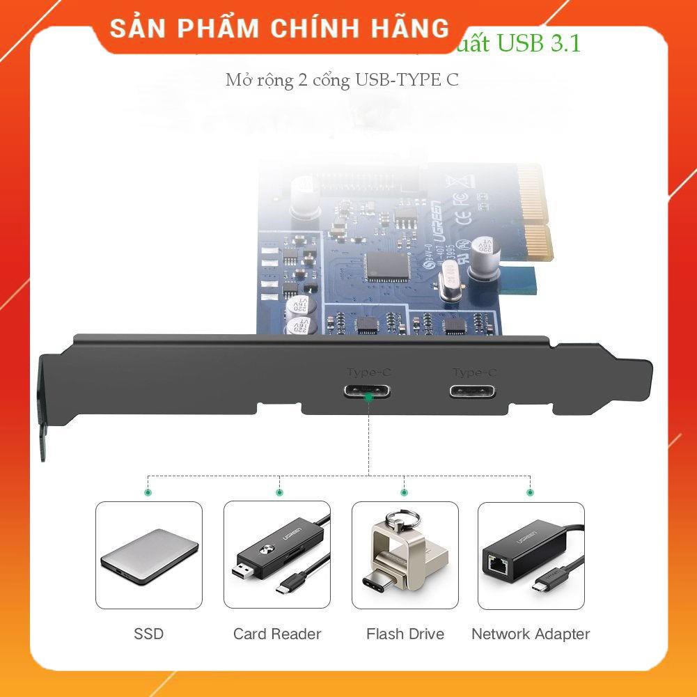 Card PCI Express sang 2 cổng USB 3.1 TypeC UGREEN US230 30773 dailyphukien