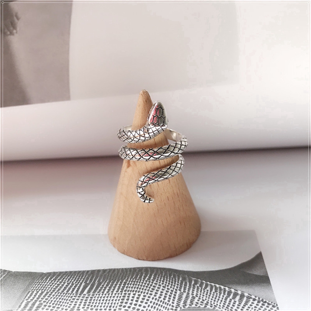 Nhẫn Hợp Kim Mạ Bạc Hình Rắn Phong Cách Hàn Quốc2PC