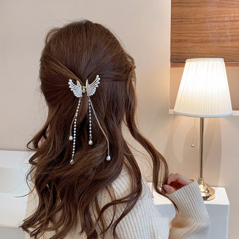 Kẹp tóc CHLINS hình bướm đính ngọc trai nhân tạo thời trang cho nữ