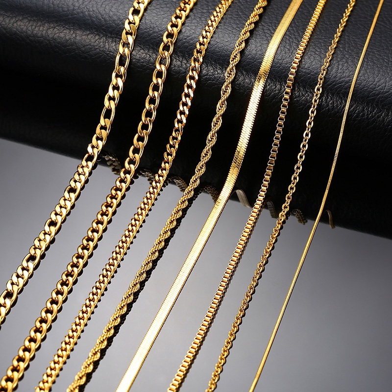 Vòng cổ Vnox vàng 18k nguyên khối 16-24 inch thời trang sang trọng cho nam nữ vào ngày cưới/ đính hôn