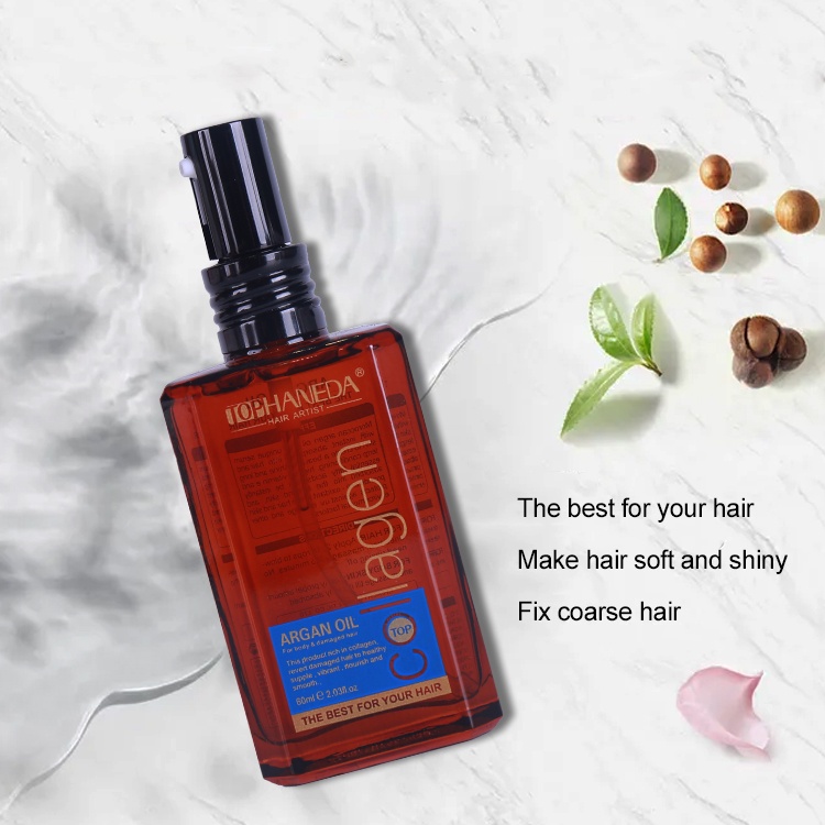 Tinh dầu dưỡng tóc bóng mượt Top Haneda Collagen Argan Oil 60ml chính hãng