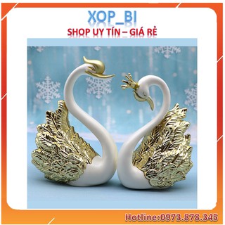 Bộ 2 thiên nga Vàng Nhũ trang trí bánh kem, bánh sinh nhật - phụ kiện sinh nhật