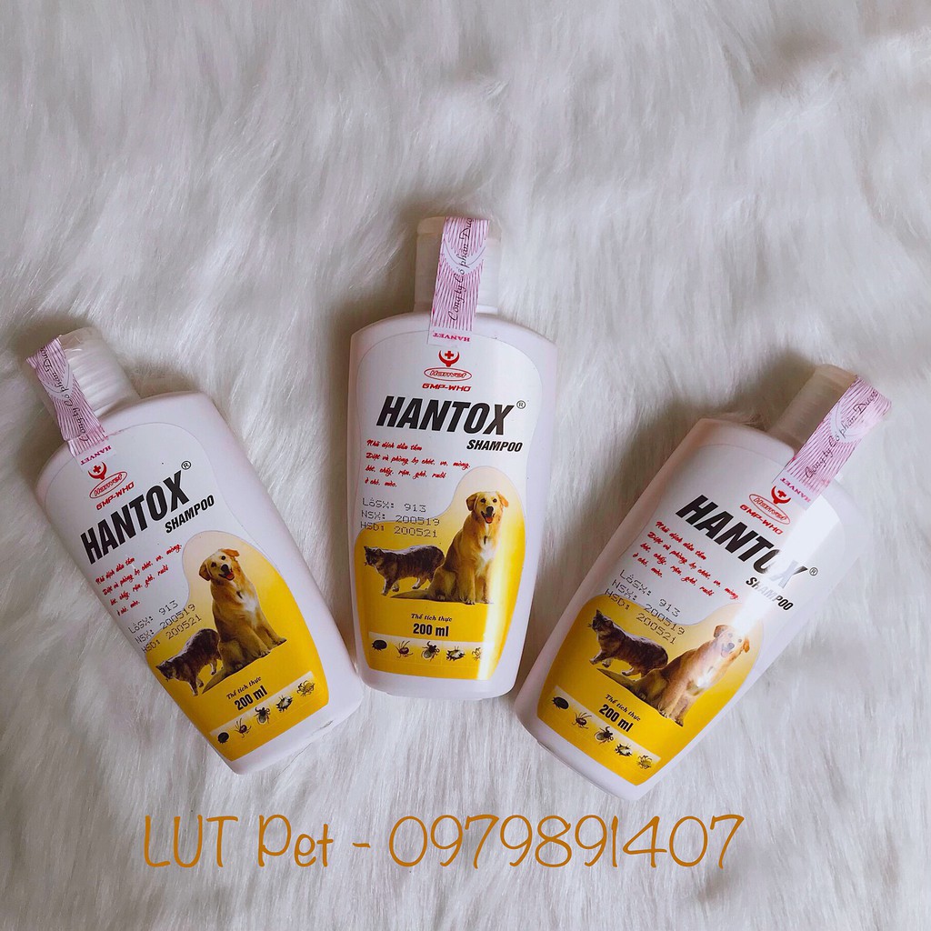 Sữa tắm hantox shampoo diệt ve rận bọ chét ghẻ chó mèo - dầu tắm diệt khuẩn ngoài da mèo cún con