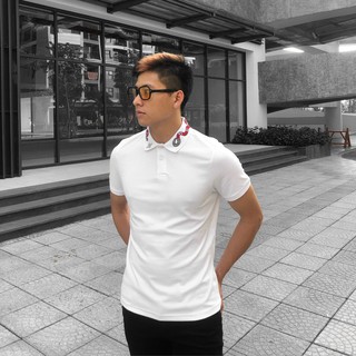 Áo Polo nam TouchMe thêu cổ họa tiết Bee & Snake chất polo thoáng mát,màu trắng cao cấp  | Sản phẩm mới 2021