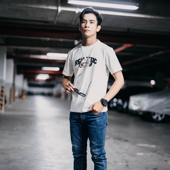 Áo thun nam cổ tròn, t-shirt nam AREMI màu trắng in, vải cotton co giãn, thiết kế trẻ trung ATS0030