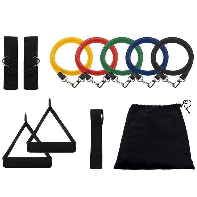 Bộ Dây Ngũ Sắc Tập Gym Đàn Hồi Cao Cấp 11 món