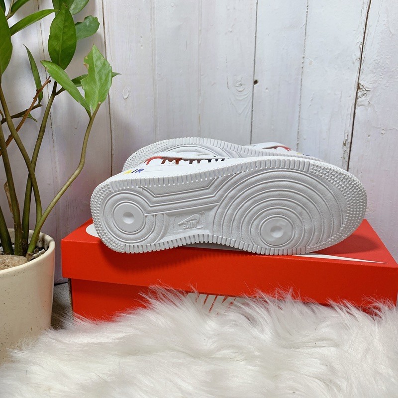 Giày thể thao trắng custom chảy màu nam nữ tặng box | BigBuy360 - bigbuy360.vn