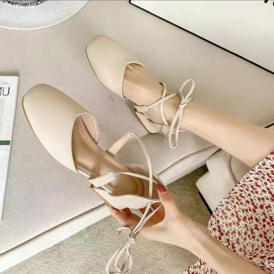 Guốc/Dép nữdép trong✣ↂBaotou sandals nữ mùa hè mới giày cao gót đế dày phong cách cổ tích phù hợp với tất cả