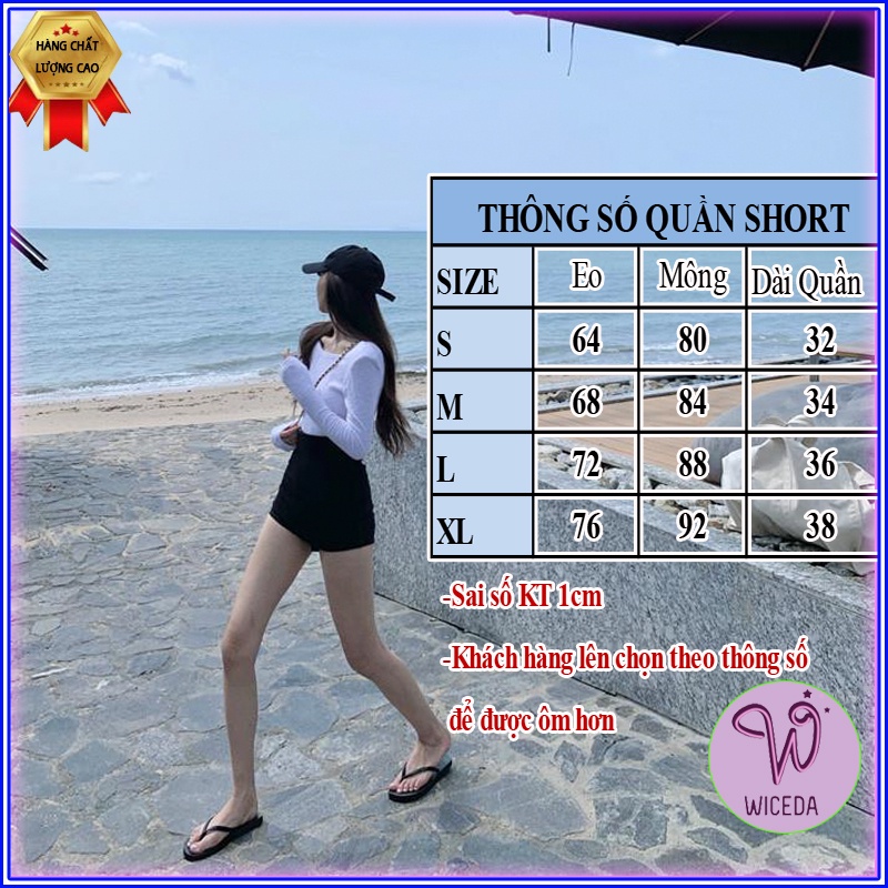 Quần short dance lưng cao lisa tôn dáng . quần đùi nữ cạp cao ôm body chất vải umi dày co giãn màu đen Wiceda DC451