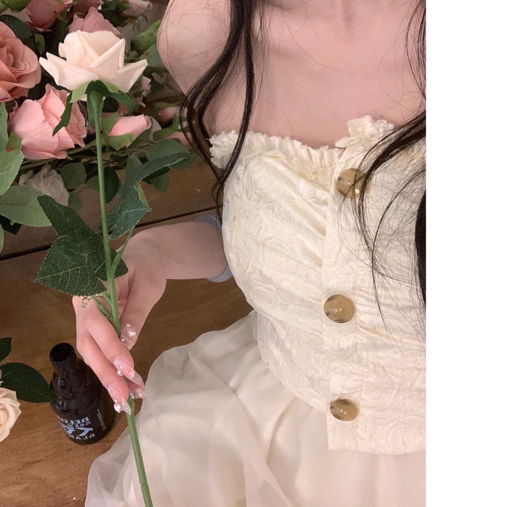 Đầm Ôm Dáng Hở Vai Phối Lưới Thiết Kế Ngọt Ngào Nữ Tính