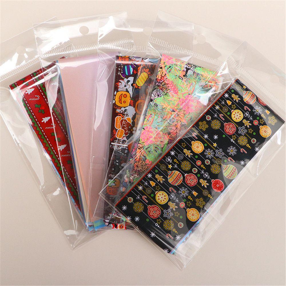 BSUNS Set 10 Tấm Giấy Foil Dán Móng Nghệ Thuật Chủ Đề Halloween Giáng Sinh