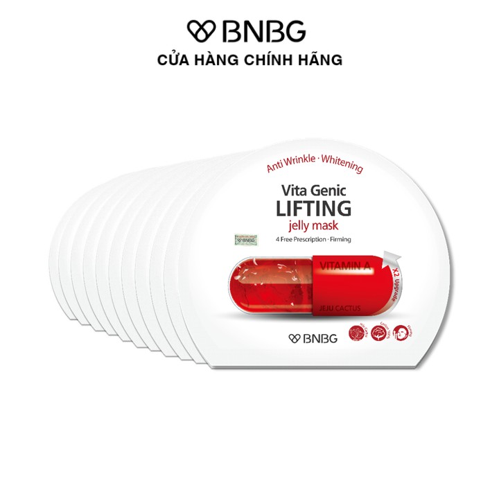 [Mã FMCGMALL -8% đơn 250K] Combo 10 mặt nạ nâng cơ mặt BNBG Vita Genic Lifting Jelly Mask 30mlx10