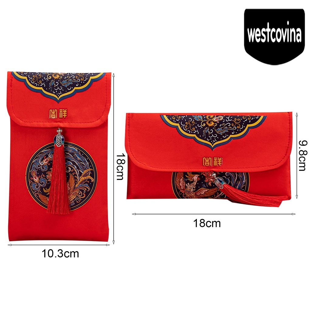 [Hot]☀ Bao Lì Xì Vải Satin Đỏ May Mắn Phong Cách Trung Hoa