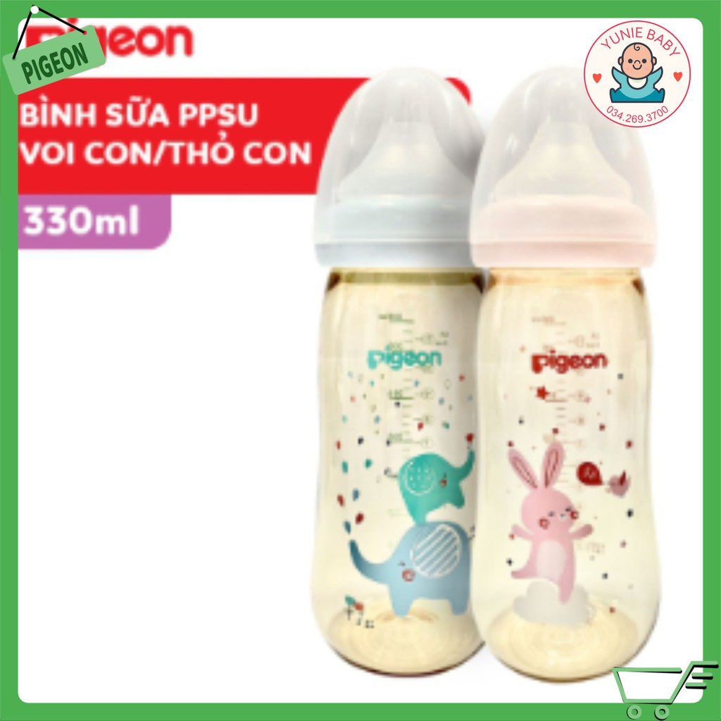 [CHÍNH HÃNG][MẪU MỚI] BÌNH PPSU PLUS THỎ HỒNG/ VOI XANH 330ML