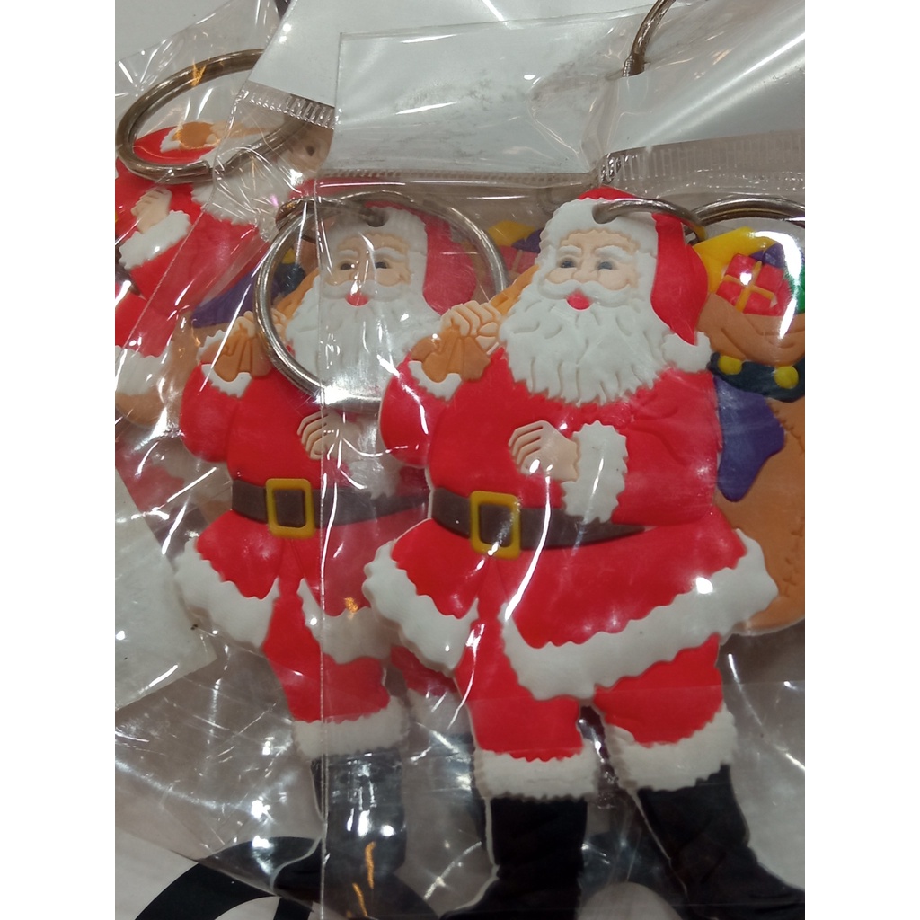 Móc khóa dẻo hình ông già Noel hoạt hình dễ thương, Móc khóa silicon mềm mại