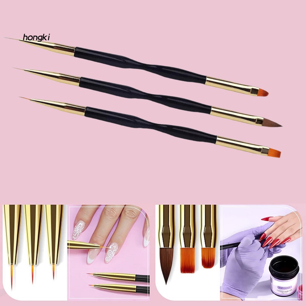 Set 3 Cọ Trang Trí Móng Nghệ Thuật Hai Đầu Chuyên Dụng
