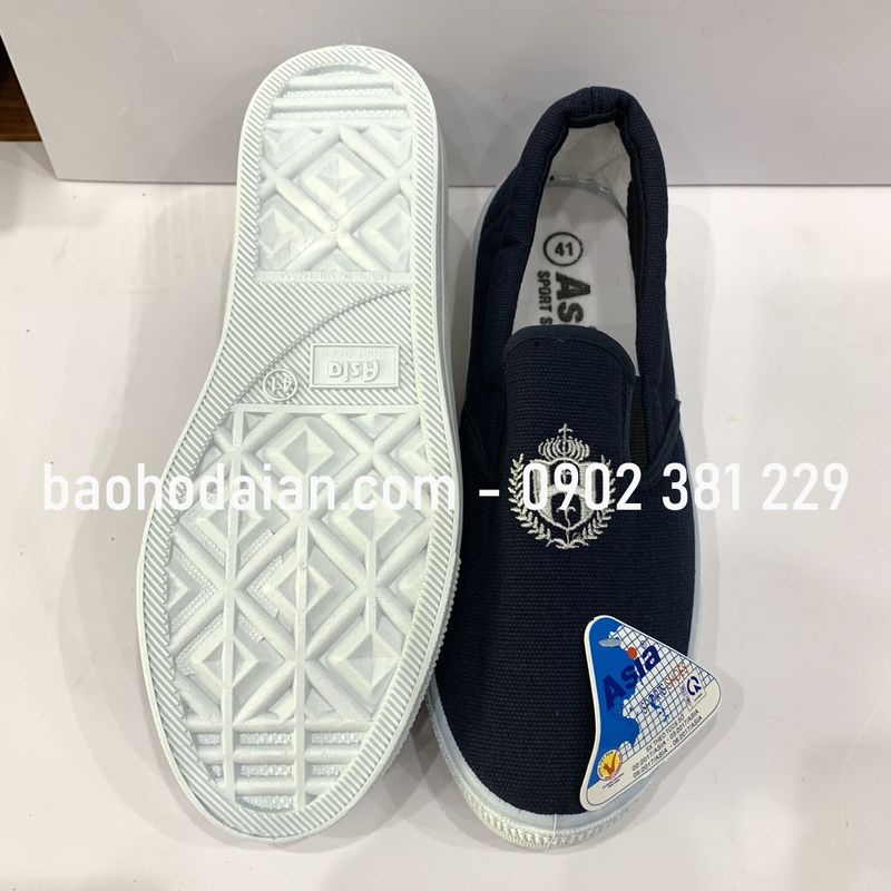 Giày bata vải xỏ (không cột dây) màu xanh đen