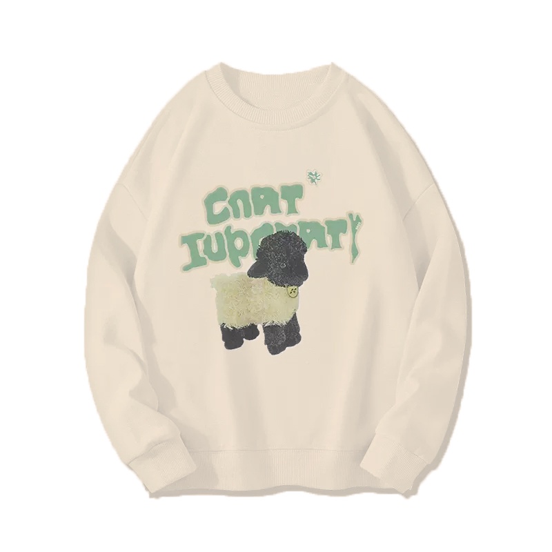 Áo sweater tay dài cổ tròn dáng rộng phong cách Hàn Quốc thời trang năng động cho nữ