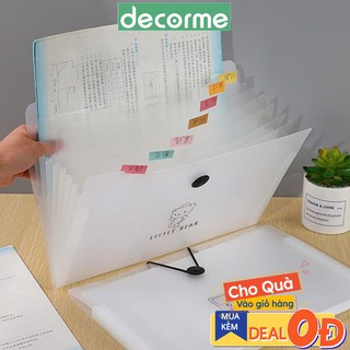 Decorme File đựng tài liệu, bìa kẹp nhiều ngăn khổ A4  phụ kiện văn phòng phẩm