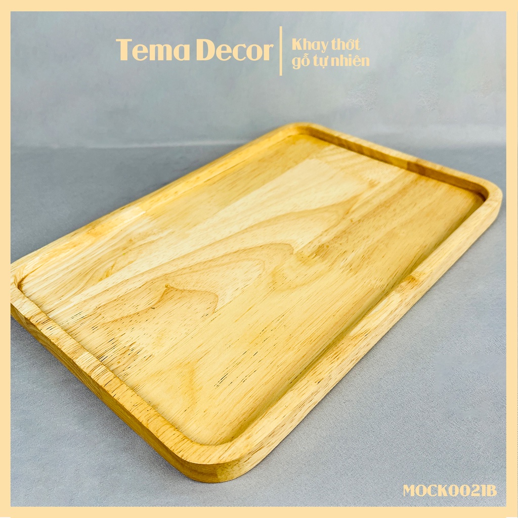 Khay gỗ decor Tema - Khay gỗ đựng đồ ăn gỗ  hình chữ nhật siêu xinh MOCK0021B