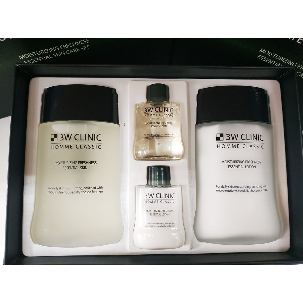 [Hàng Nhập Khẩu] Bộ 2 sản phẩm dưỡng trắng da nam 3W CLINIC HOMME CLASSIC ESSENTIAL SKIN CARE SET