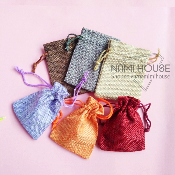 Túi vải cỡ nhỏ vải bố kích thước 7x9cm có dây rút - namimi