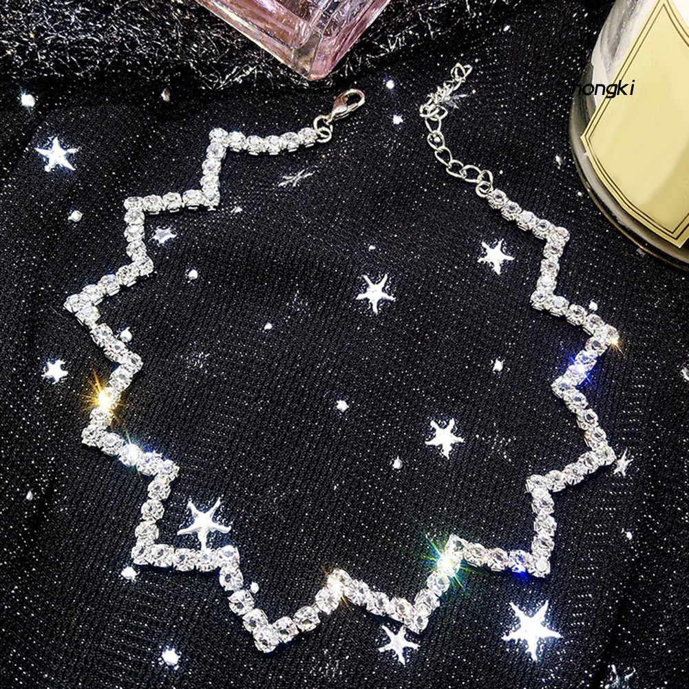 Vòng cổ choker thiết kế gợn sóng đính đá lấp lánh phong cách gothic thời trang