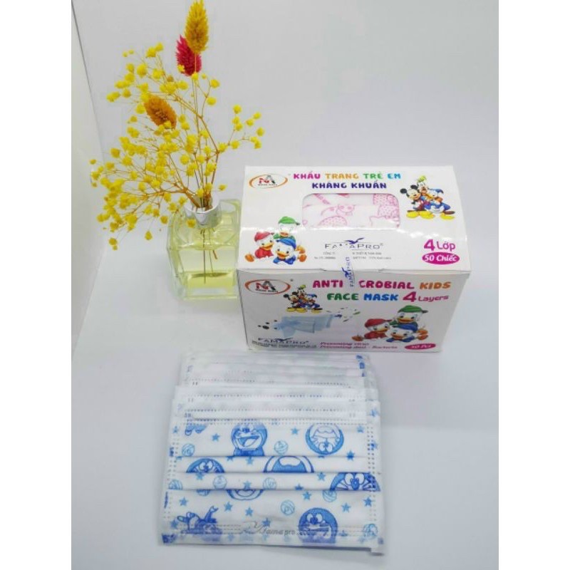 [[Chính hãng]]-khẩu trang trẻ em Nam Anh Famapro giấy kháng khuẩn cao cấp dành cho e bé hộp 50 cái
