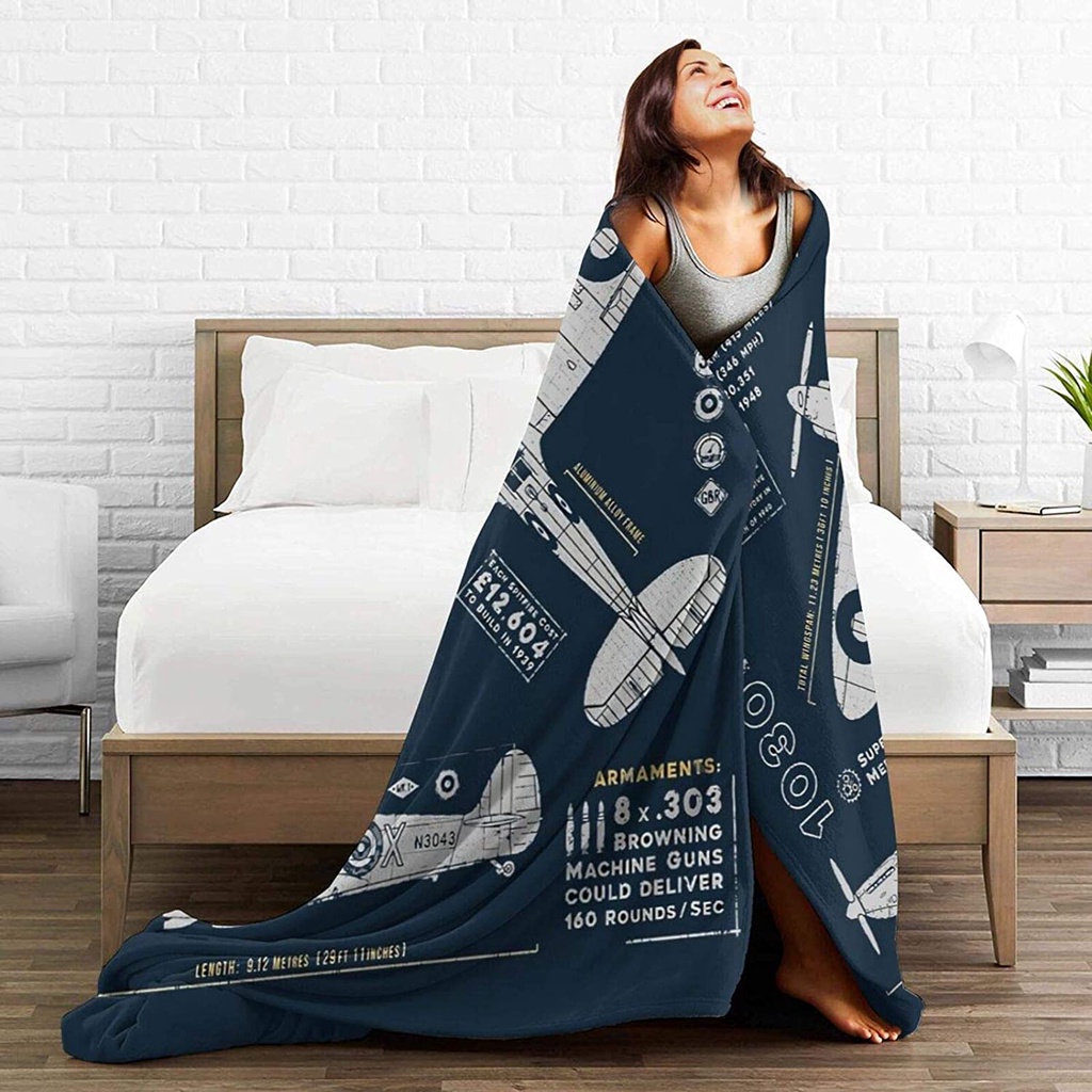 DICLOUD Supermarine Spitfire Light and Comfortable Bed Blankets,Flannel  Blanket Decorative Bedspread Throw All Season for , Sofa, Bed