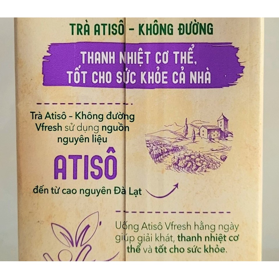 [Hộp 1 Lít – KHÔNG ĐƯỜNG] TRÀ ATISÔ VFRESH [VN] VINAMILK (Sugar Free) Artichoke Drink (halal)