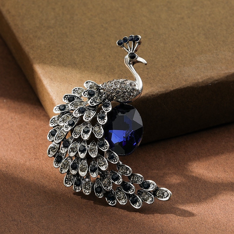 Trâm Cài Áo Khoác Hình Chim Công Đính Pha Lê Thời Trang Cao Cấp