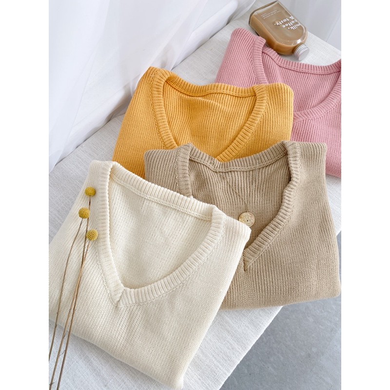 LEN clothing Áo ghile len cổ tim 3 màu 7590 | BigBuy360 - bigbuy360.vn