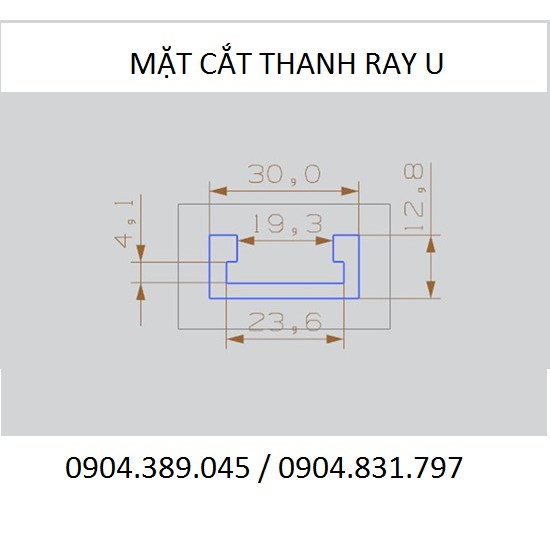 Thanh ray U 100cm chế cưa bàn và phay bàn