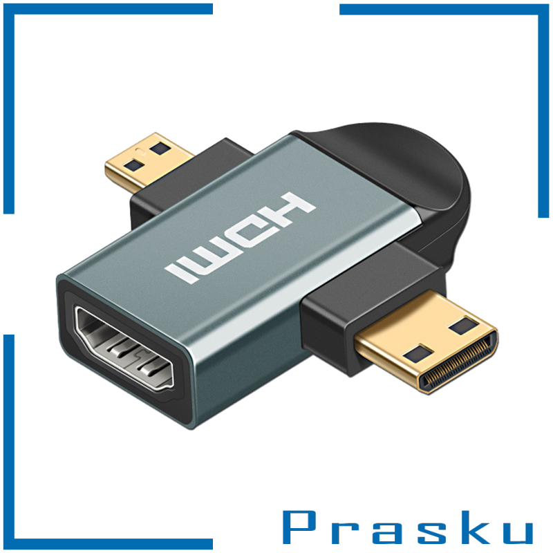 [PRASKU]3in 1 HDMI Female to Mini HDMI Male + Micro HDMI Male Adapter