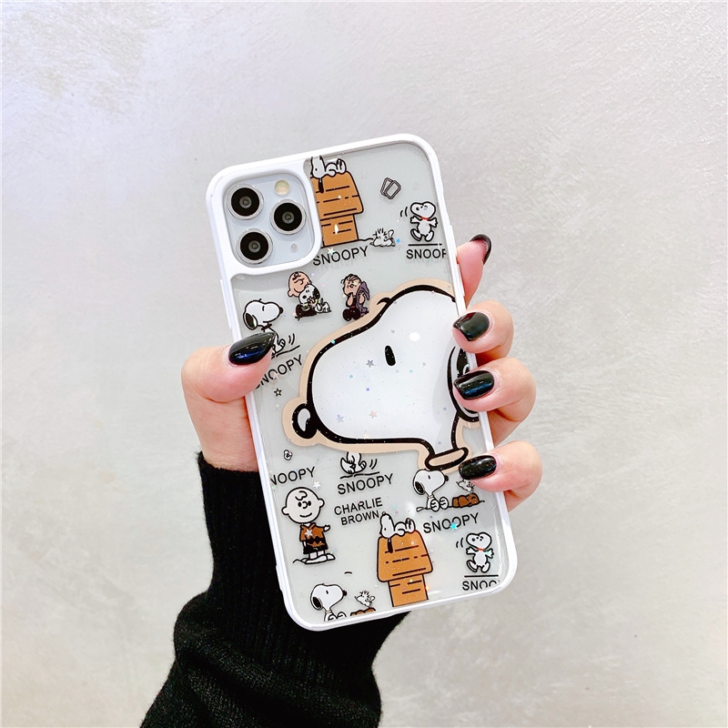 Ốp lưng iphone viền Snoopy kim tuyến 5/5s/6/6plus/6s/6splus/7/7plus/8/8plus/x/xr/xs/11/12/pro/max/plus/promax-Awifi S2-4