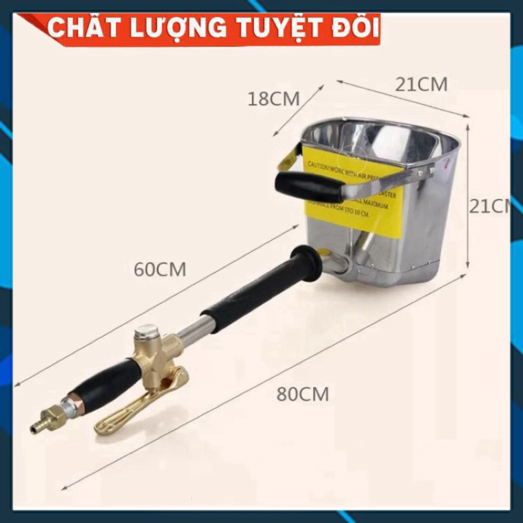 [Chuẩn thợ]  Gầu phun xịt, máy bơm vữa chất liệu inox bền đẹp trát tường bê tông cầm tay sử dụng khí nén