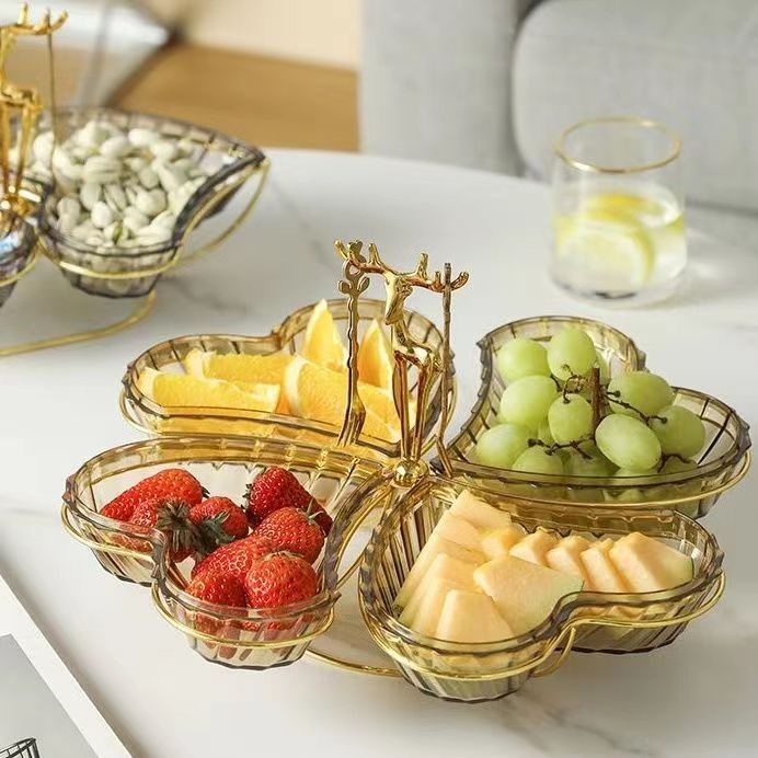 Đĩa Đựng Trái Cây/ Bánh Kẹo Bằng Nhựa Khung Sắt Nghệ Thuật Thời Trang Cao Cấp Có Thể Tháo Rời Phong Cách Mới Sang Trọng Sáng Tạo Cho Phòng Khách/Quán Cà Phê