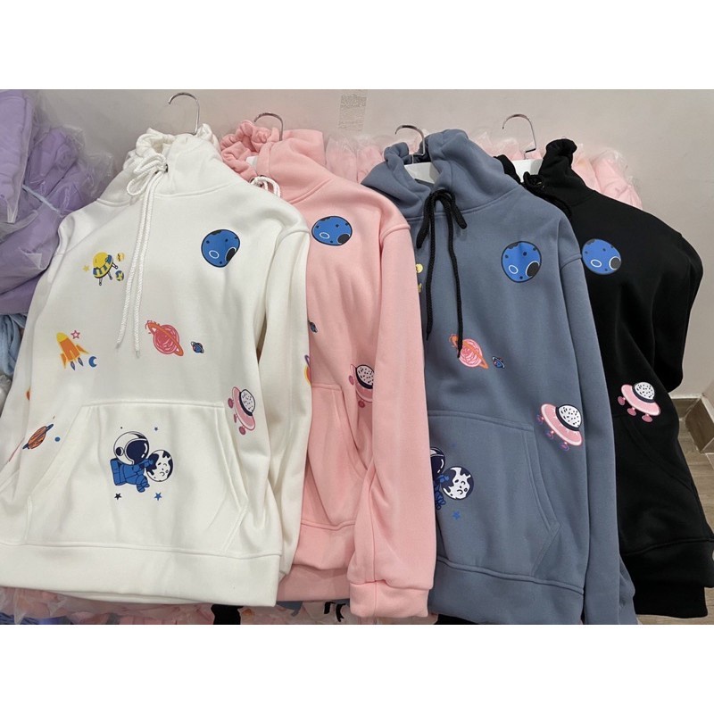 Áo Khoác Hoodie Nỉ Có Mũ Form Rộng Đĩa Bay Nhiều Màu Unisex Nam Nữ Ulzzang - Gin Store