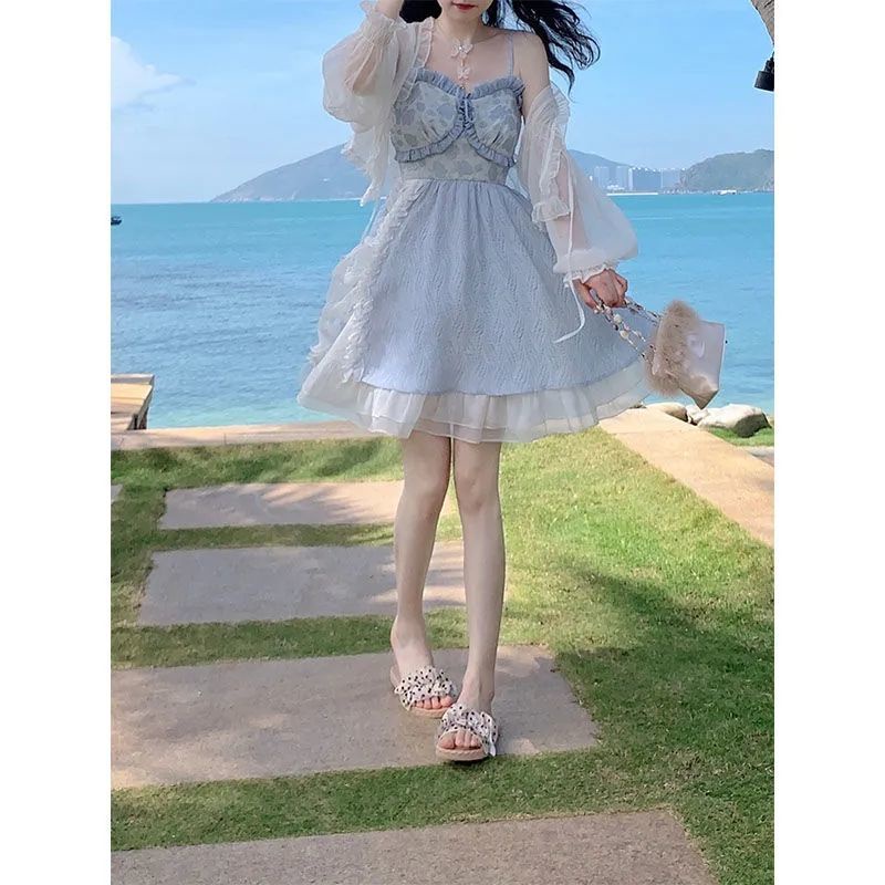 Đầm Hai Dây Thắt Nơ Phong Cách Pháp Thời Trang Mùa Hè Mới Dành Cho Nữ 2022