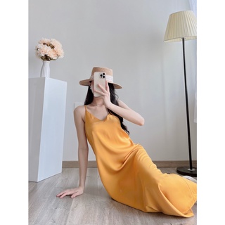 Váy lụa 2 dây dáng dài