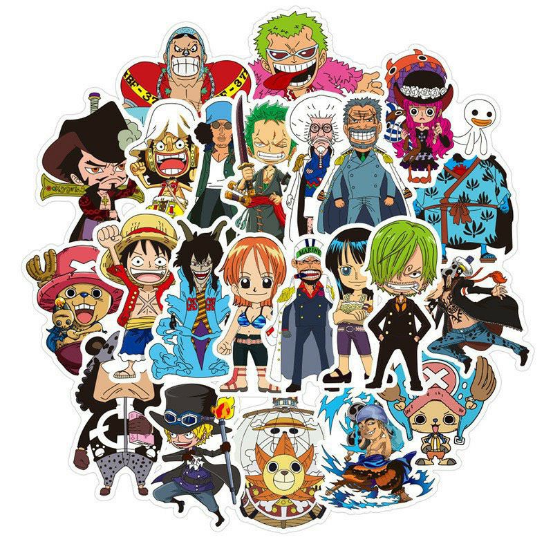 Set 30 tem dán nón bảo hiểm One Piece