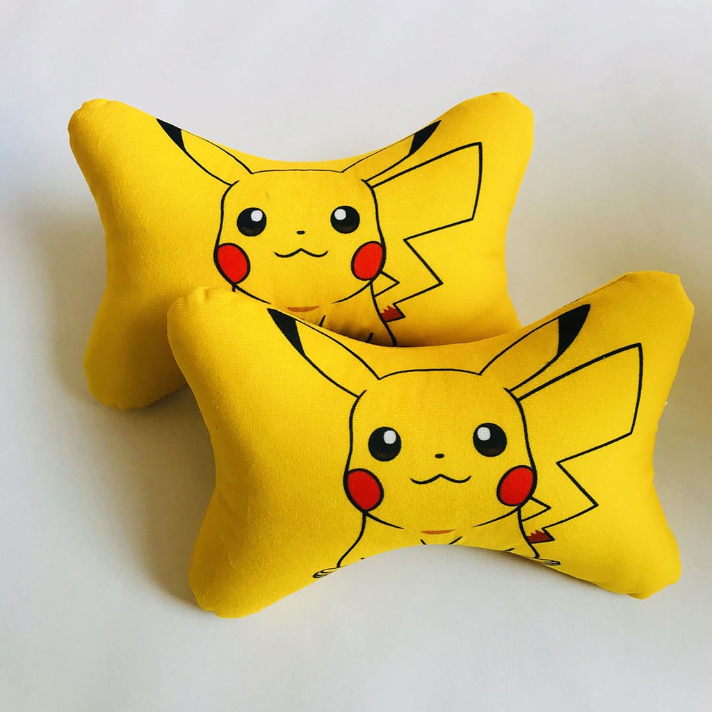 Cặp Gối Tựa Đầu Hình Pikachu Dễ Thương Gắn Ghế Ngồi Xe Hơi