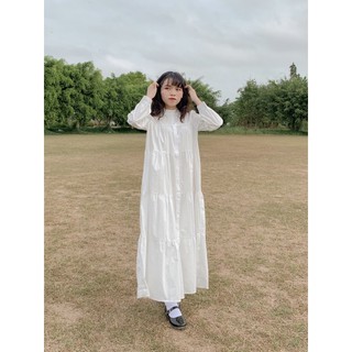 Đầm babydoll trắng dài
