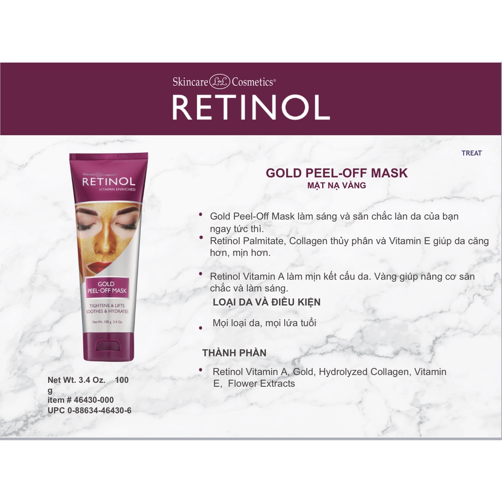Mặt nạ dát vàng chứa retinol